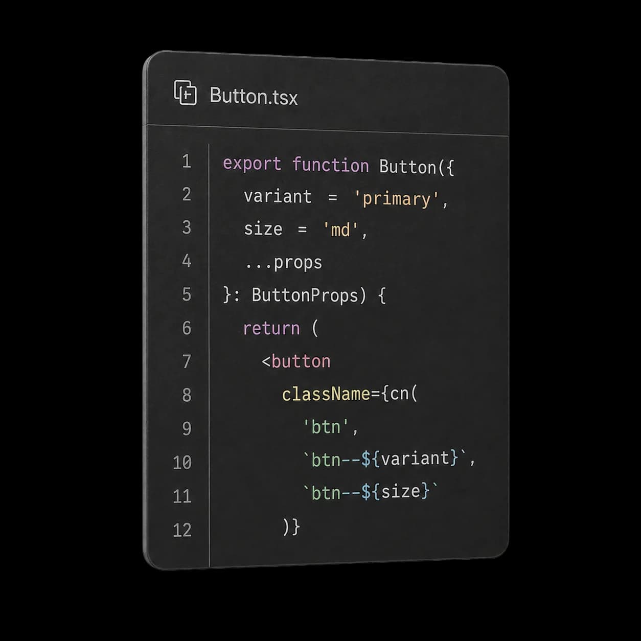 Button.tsx component code